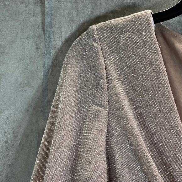 AQUA FORMAL Women's Blush Twist-Front Metallic V-Neck Long-Sleeve Gown SZ 2 - Picture 6 of 13